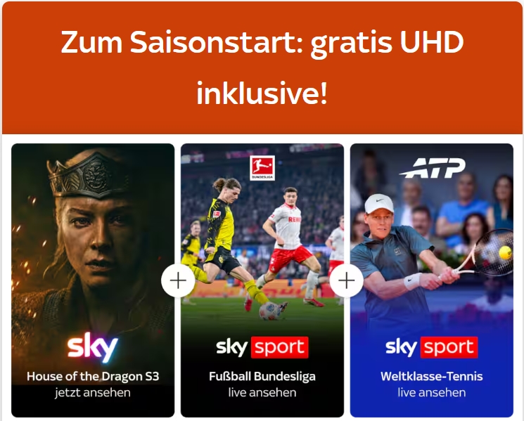 Sky Sport Austria komplett + UHD gratis!