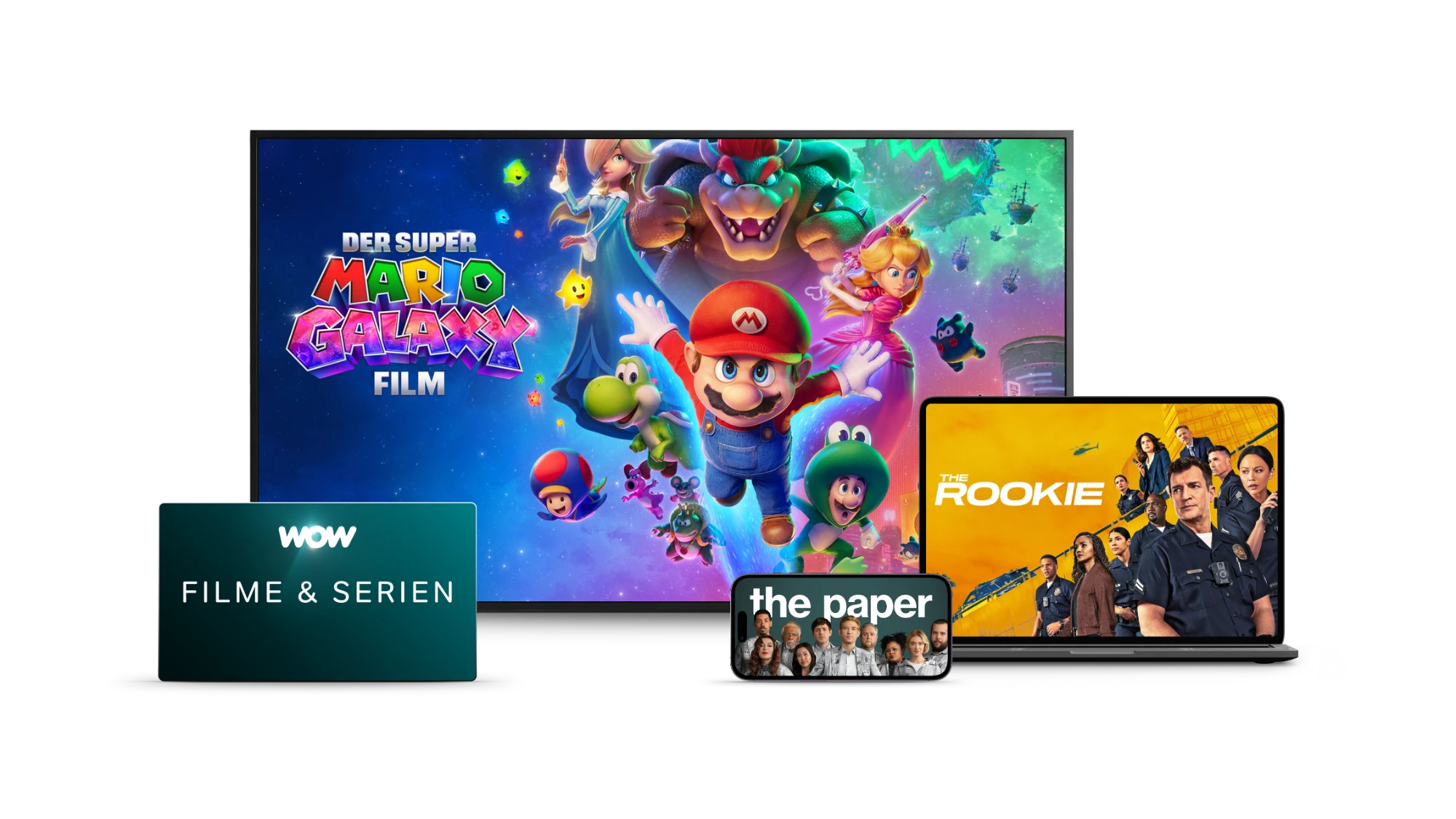 WOW Filme & Serien auf Fernseher, Laptop und Smartphone: Der Super Mario Galaxy Film, The Rookie und The Paper